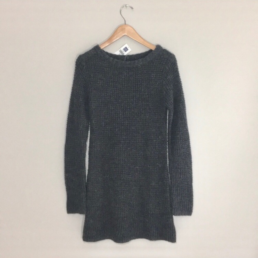 NWT GAP cable knit long sleeve dark gray dress